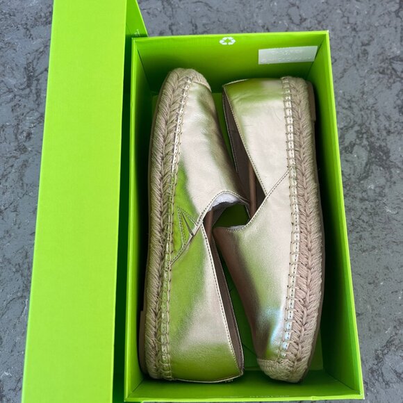 Sam Edelman Kesia espadrille flats in gold leather. - Picture 2 of 7